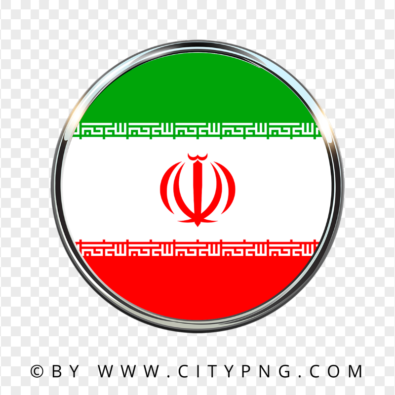 HD Iran Iranian Round Metal Framed Flag Icon PNG
