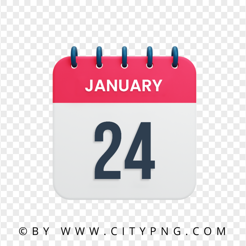 HD January 24th Date Vector Calendar Icon PNG