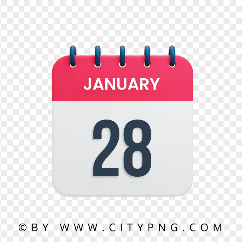 HD January 28th Date Vector Calendar Icon PNG
