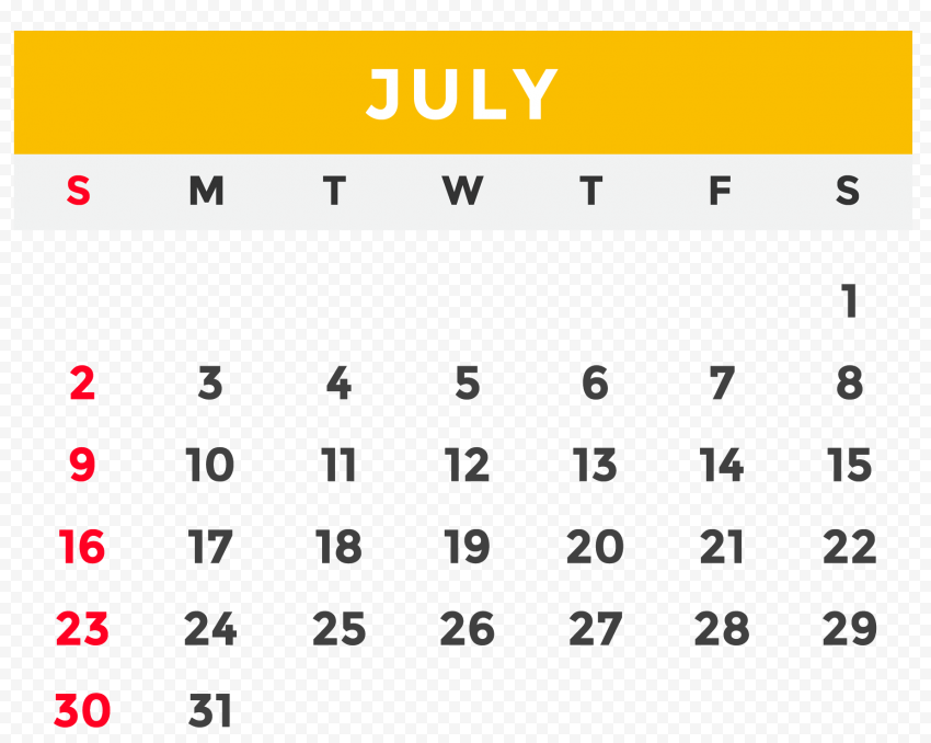 PNG 2023 July Calendar Citypng