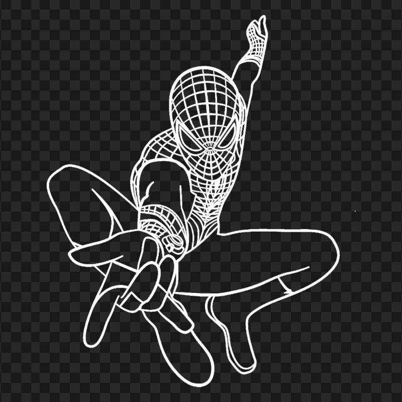 HD Jumping Spider Man Hero White Outline Character PNG