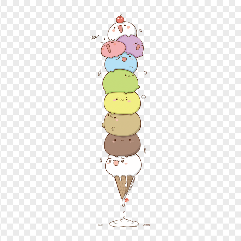 HD Kawaii Cartoon Ice Cream PNG