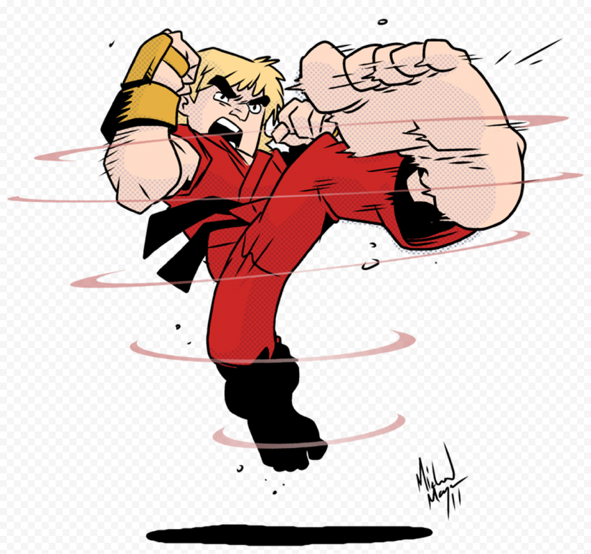 HD Ken Masters Street Fighter Chibi Character PNG