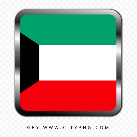 HD Kuwait Square Metal Framed Flag Icon PNG