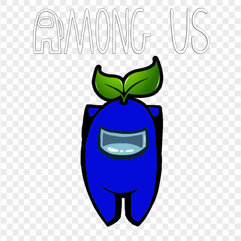 HD Leaf Dark Blue Among Us Character With Logo PNG