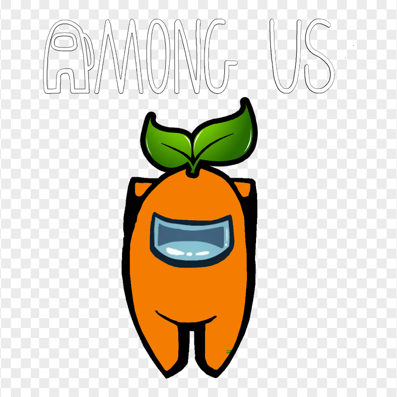HD Leaf Orange Among Us Character With Logo PNG