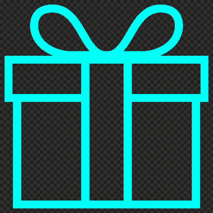 HD Light Blue Line Outline Gift Box Icon PNG