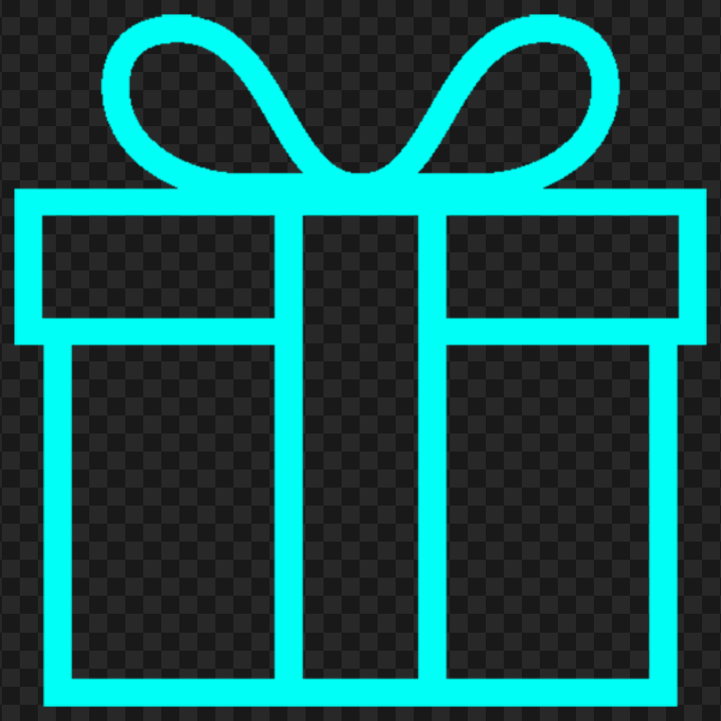 HD Light Blue Line Outline Gift Box Icon PNG
