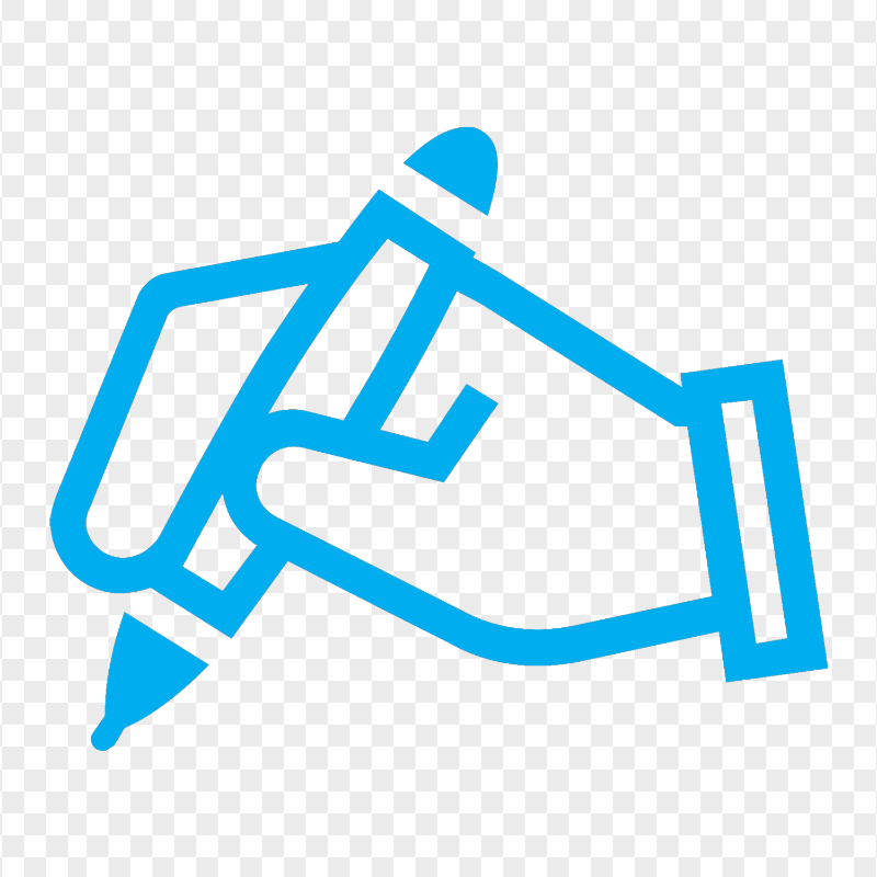 HD Light blue Outline Pencil on Hand Icon PNG