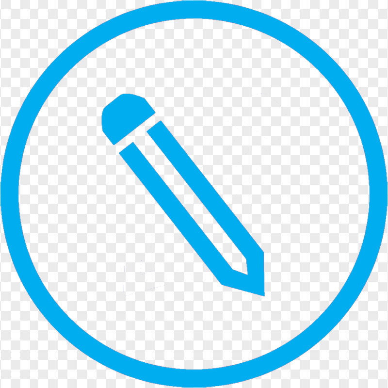 HD Light Blue Round Pencil Icon Outline PNG