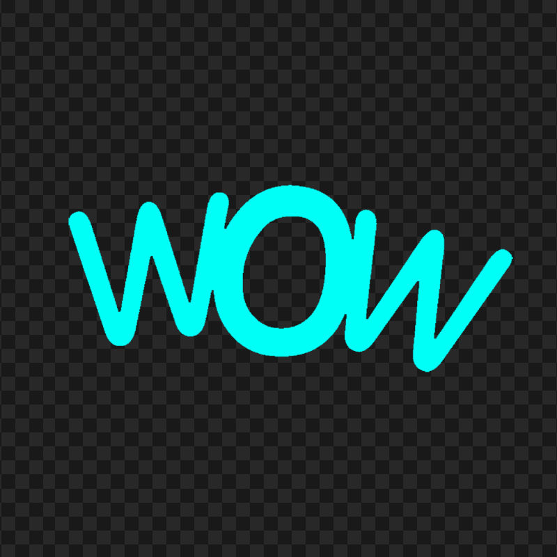HD Light Blue Wow Word Expression PNG