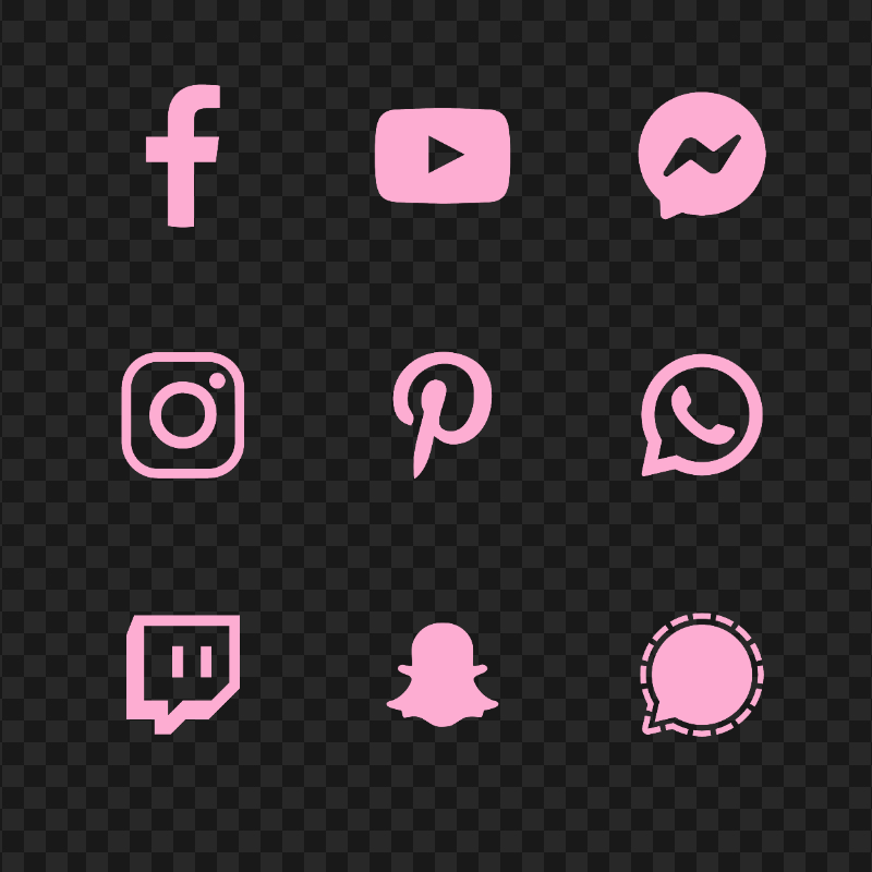 HD Light Pink Social Media Logos Icons PNG
