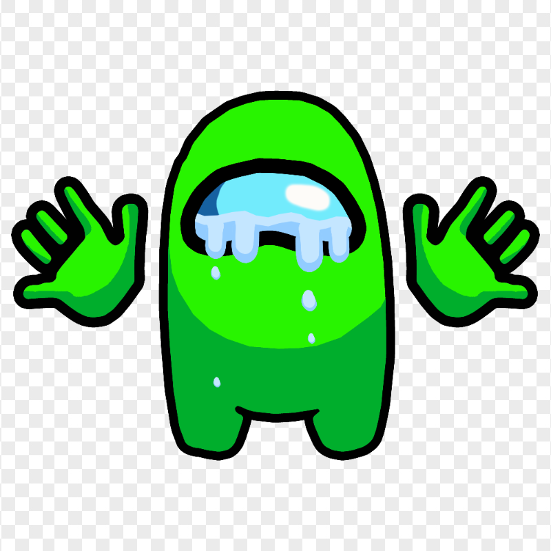 Crewmate Sign HD Lime Among Us Character Crewmate Shhh Sign Front View PNG | Citypng