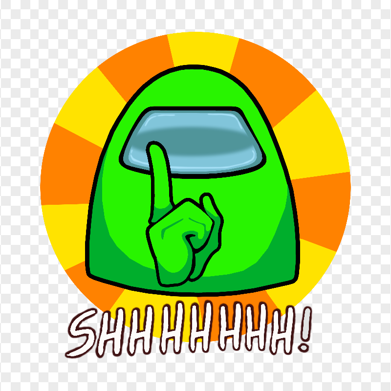 HD Lime Among Us Crewmate Shhh Logo PNG