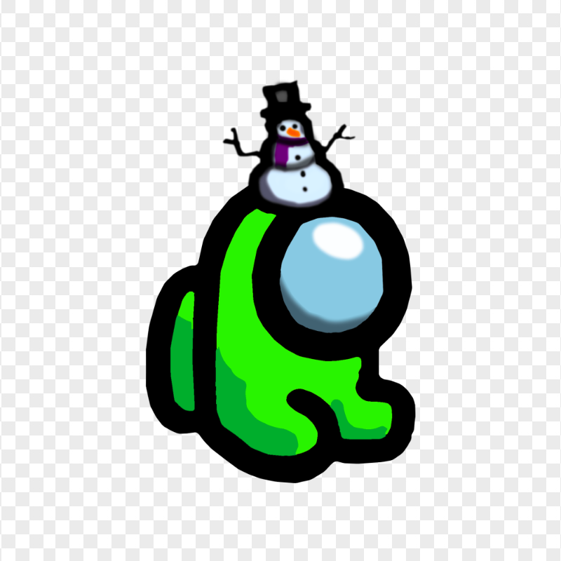 HD Lime Among Us Mini Crewmate Baby With Snowman Hat PNG