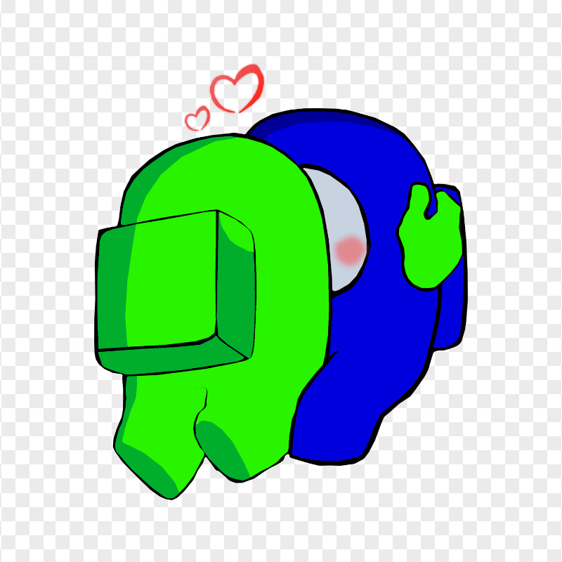 HD Lime Kiss Blue Among Us Characters In Love PNG