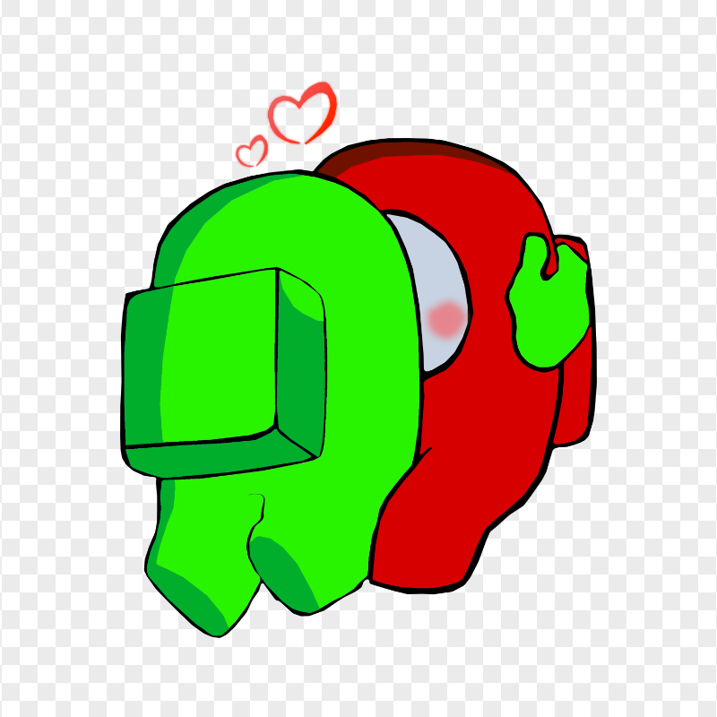 HD Lime Kiss Red Among Us Characters In Love PNG