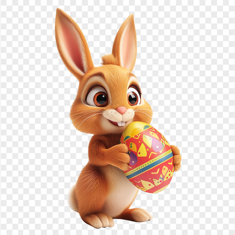 HD Little Ginger Rabbit with Easter Egg Transparent PNG