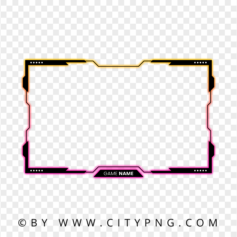 HD Live Streaming Frame Overlay Neon Orange To Pink PNG