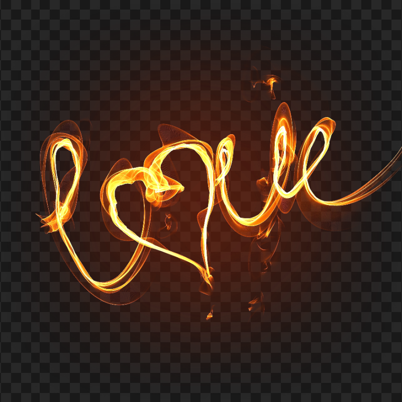 HD Love Word Text Fire Transparent PNG