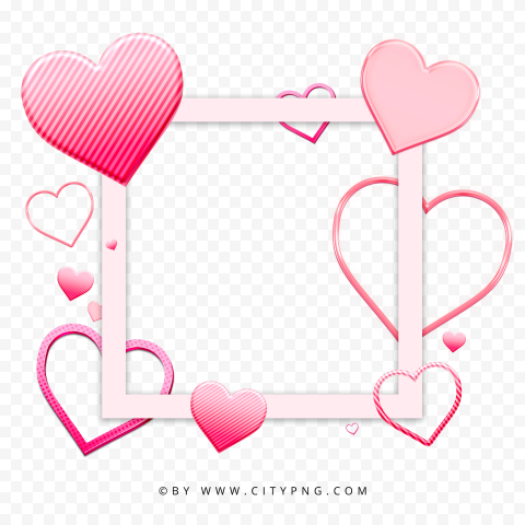 HD Lovely Frame With Hearts Transparent Background