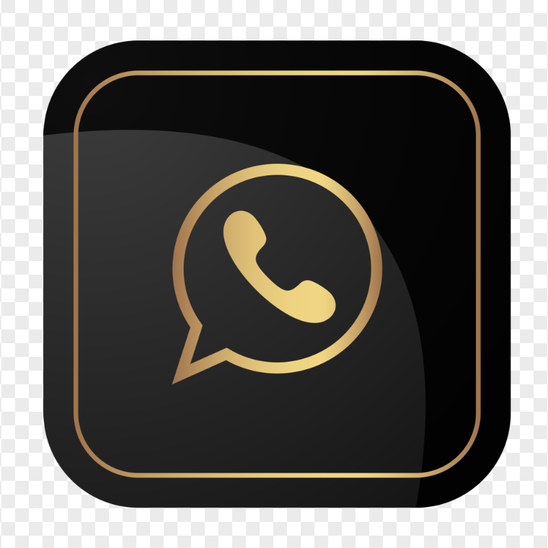 HD Luxury Black & Gold Square Whatsapp Icon PNG