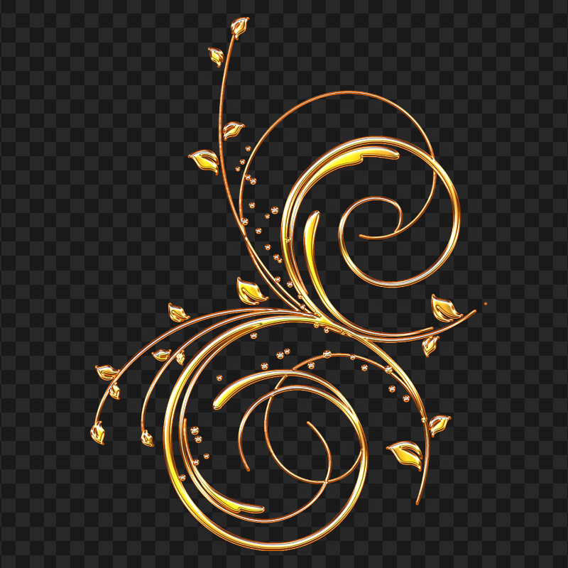 HD Luxury Gold Floral Design Corner PNG