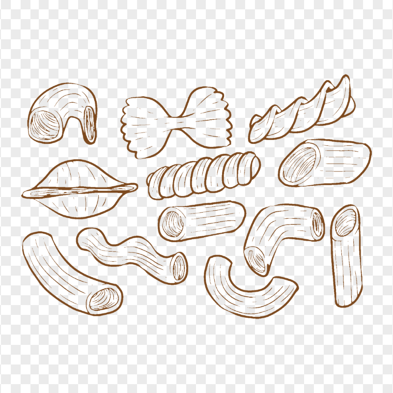 HD Macaroni Ravioli Pasta Sketch Hand Drawn PNG