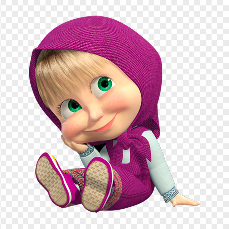 HD Masha Sitting Down Cartoon Character PNG