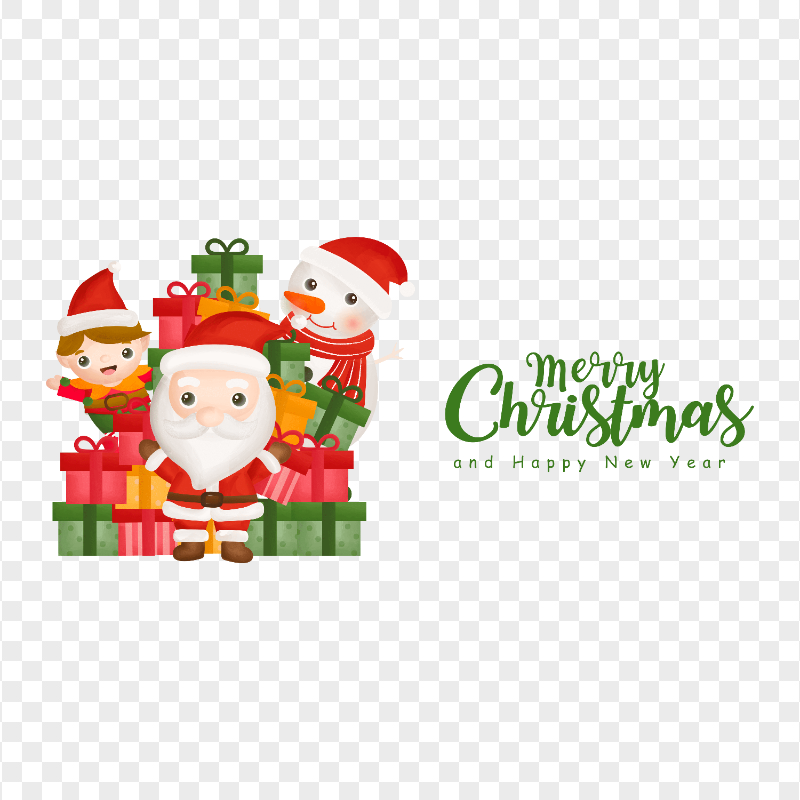 HD Merry Christmas Cartoon Characters With Gifts PNG