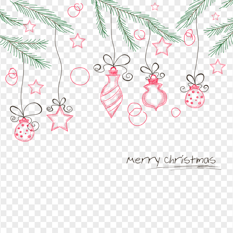 HD Merry Christmas Doodle Illustration PNG