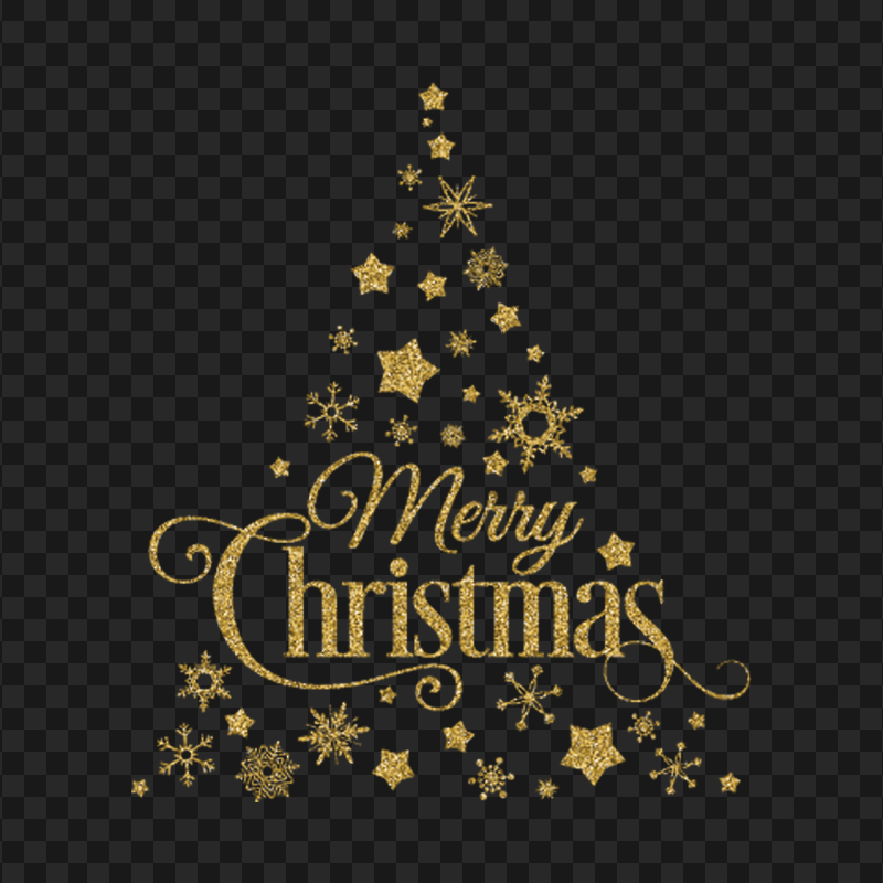 HD Merry Christmas Gold Glitter Illustration PNG