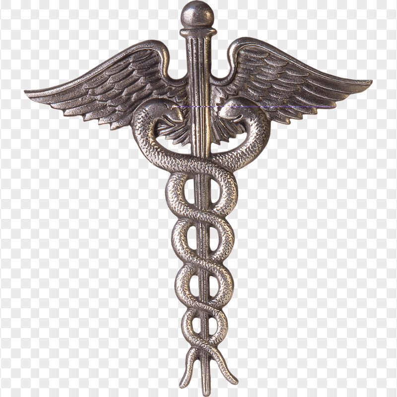 HD Metallic Caduceus Medical Symbol PNG
