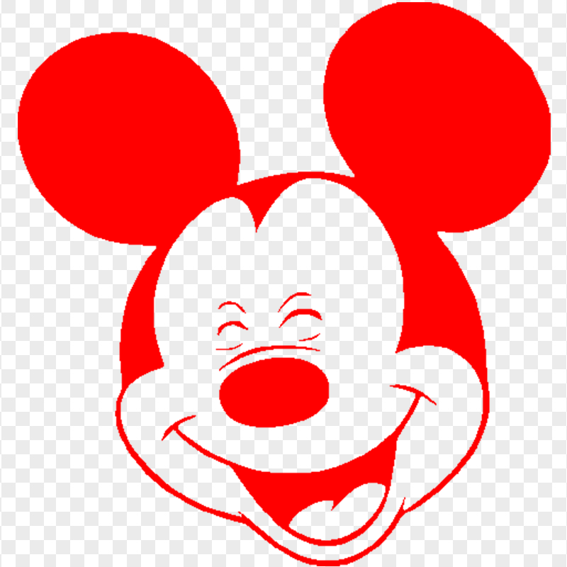 HD Mickey Mouse Face Red Silhouette PNG