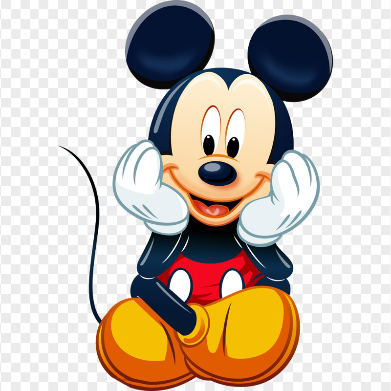HD Mickey Mouse Sitting Down Cute Character PNG