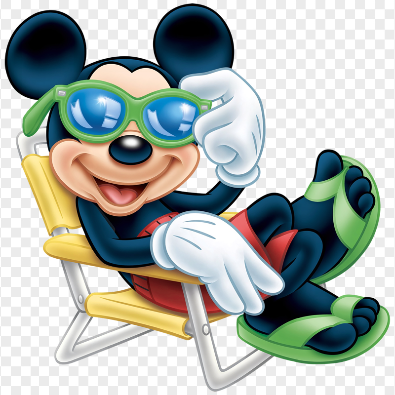 HD Mickey Mouse Sitting On Sea Chair Summer PNG