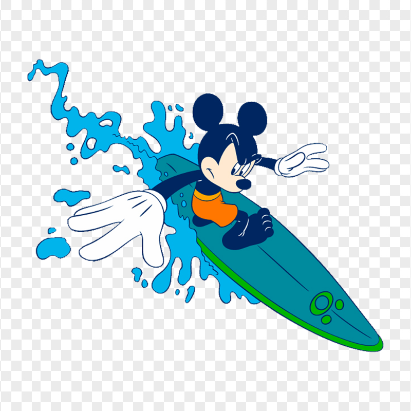 HD Mickey Mouse Surfing Transparent PNG