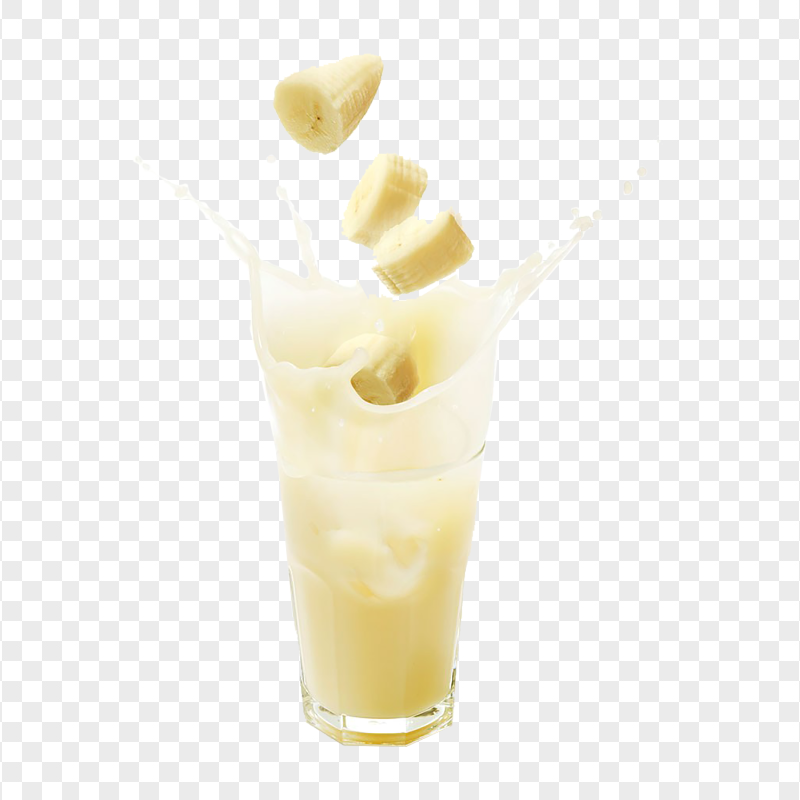 HD Milk Banana Juice Glass Splash PNG