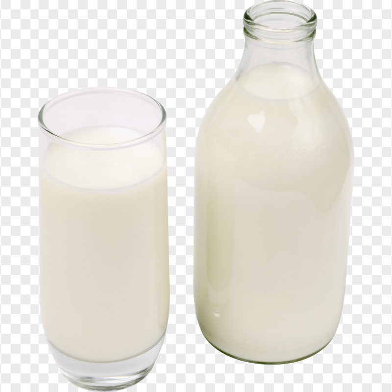 HD Milk Bottle With Long Glass Transparent PNG