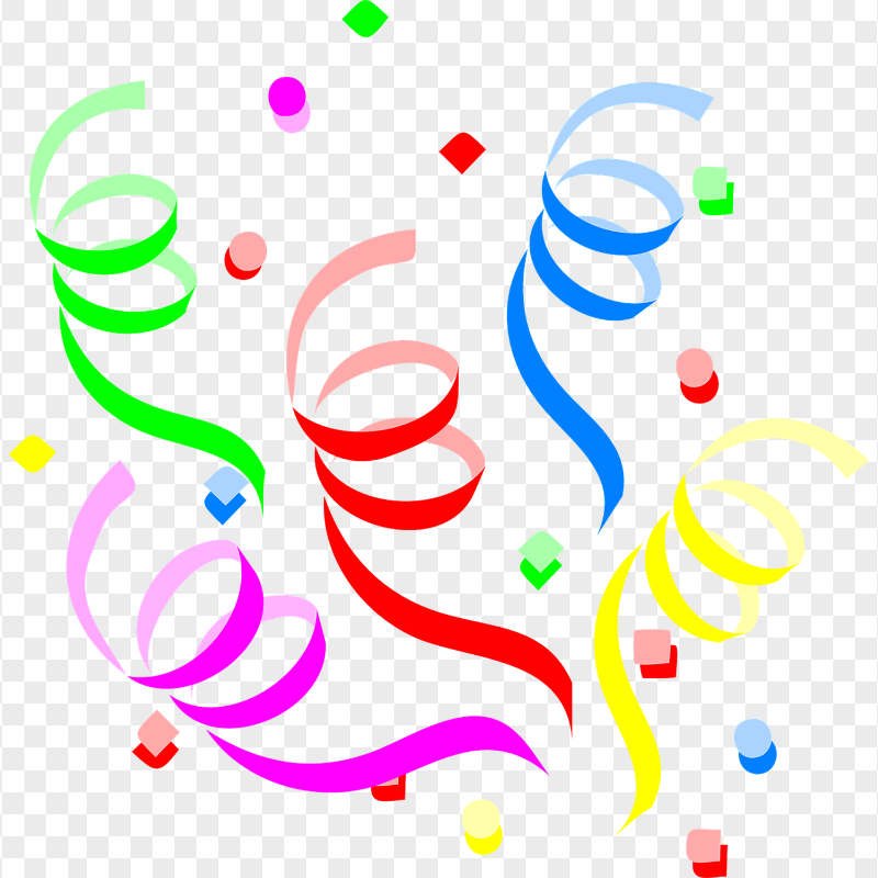 HD Multicolor Confetti Ribbons PNG