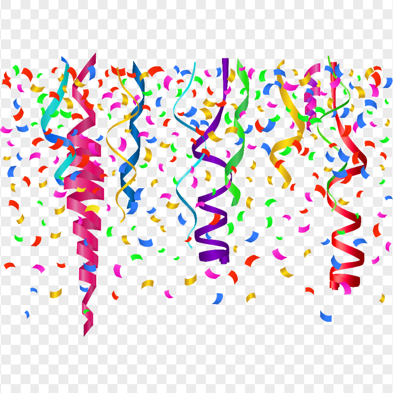 HD Multicolored Confetti Ribbons Background PNG