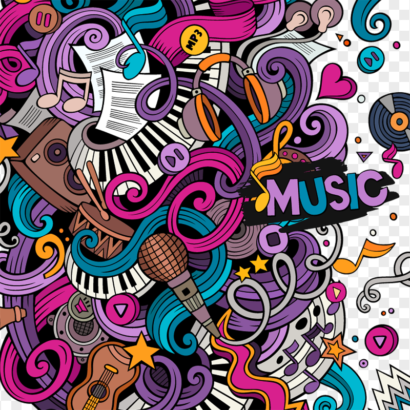 HD Music Graffiti Background Illustration Art PNG