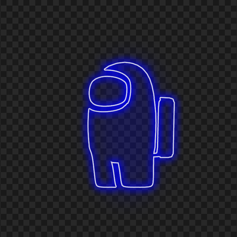 HD Neon Among Us Blue Character PNG