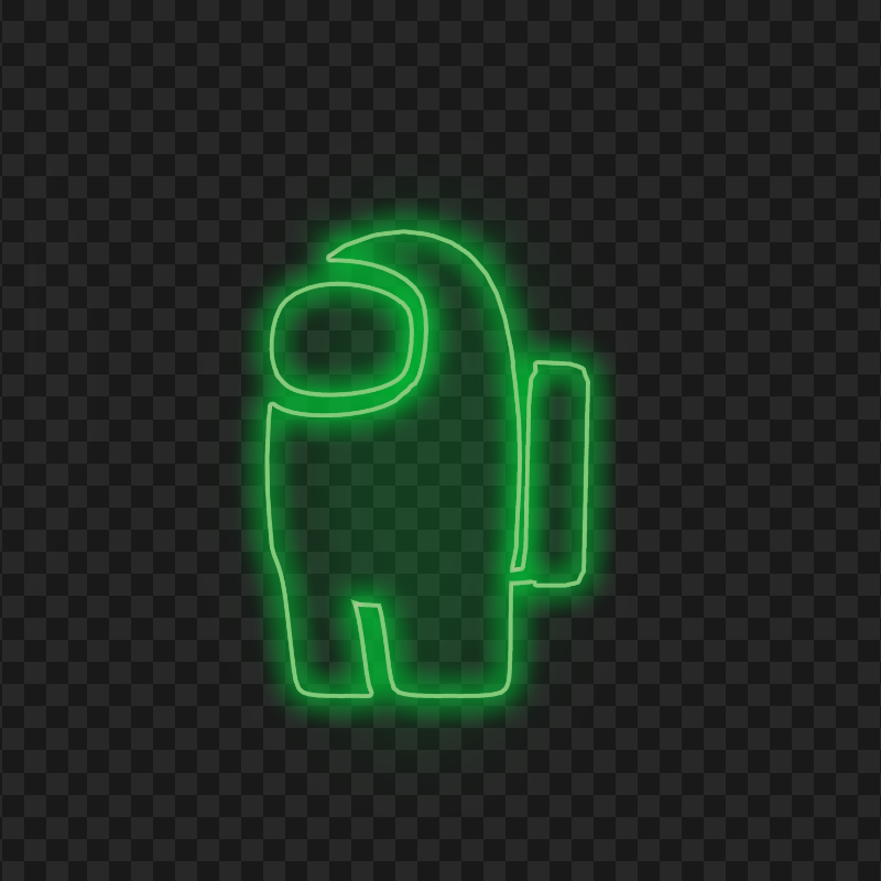 HD Neon Among Us Green Character PNG