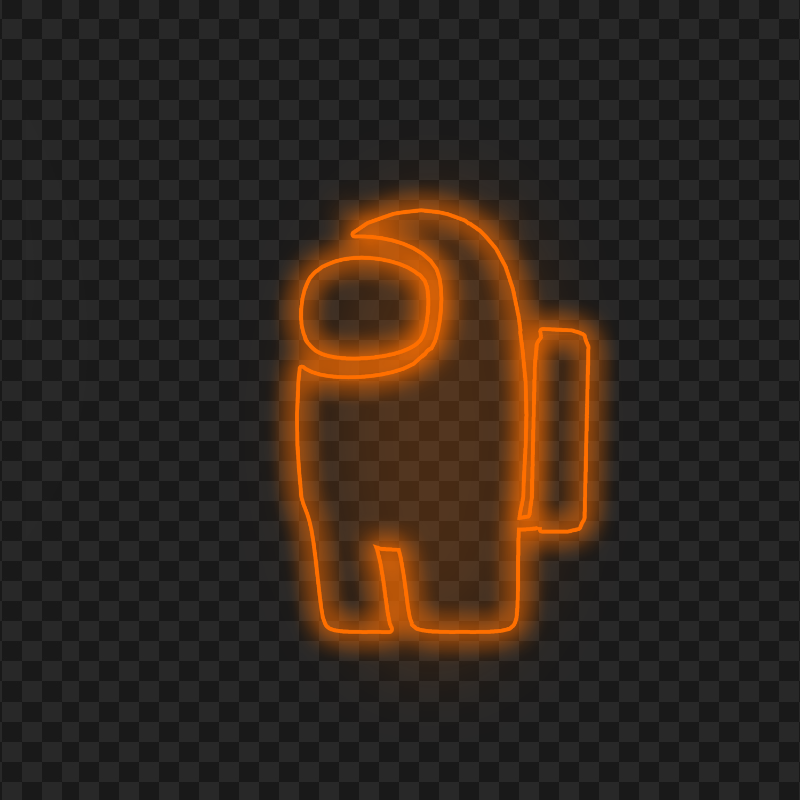 HD Neon Among Us Orange Character PNG