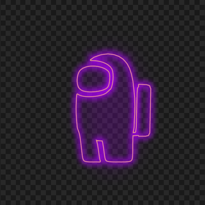 HD Neon Among Us Purple Character PNG