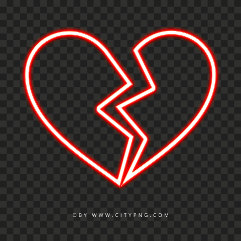 HD Neon Broken Red Heart Transparent PNG