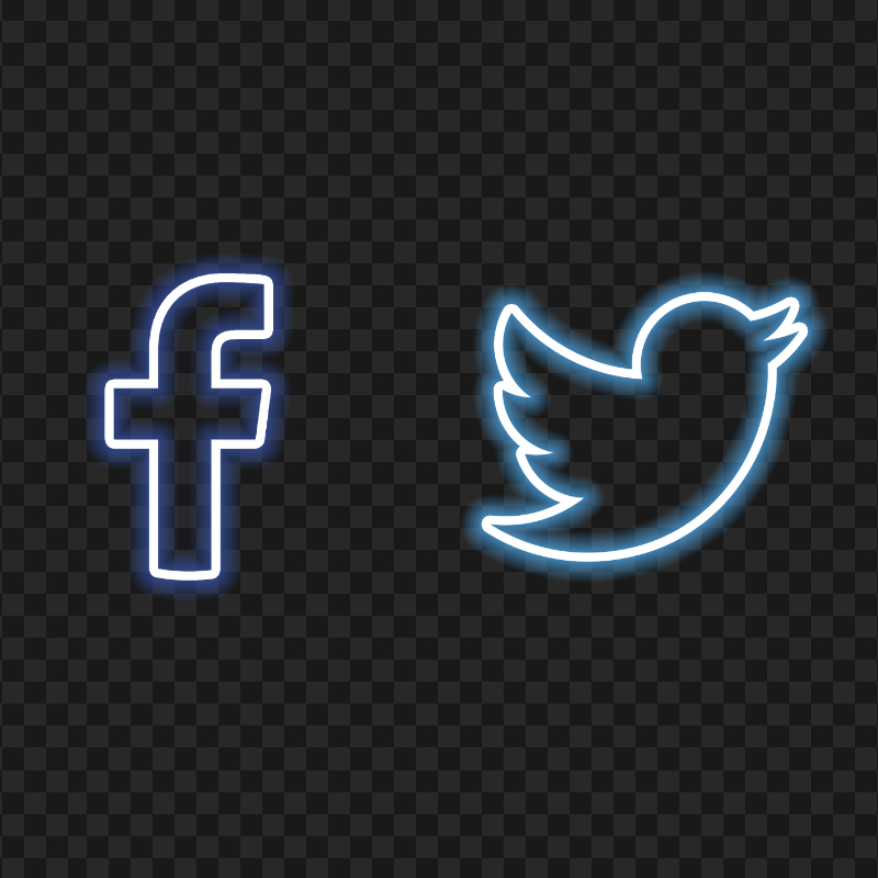 HD Neon Facebook Twitter Icons PNG