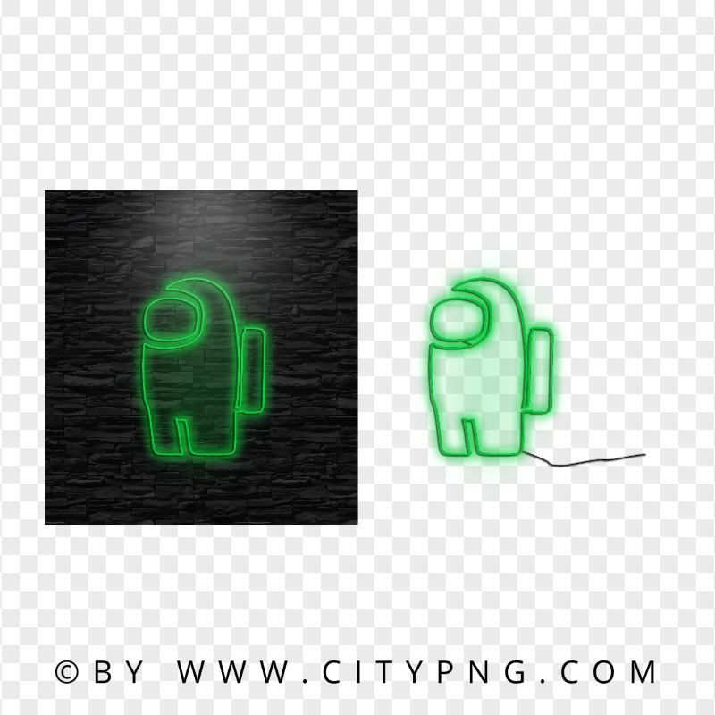 HD Neon Green Among Us Character PNG