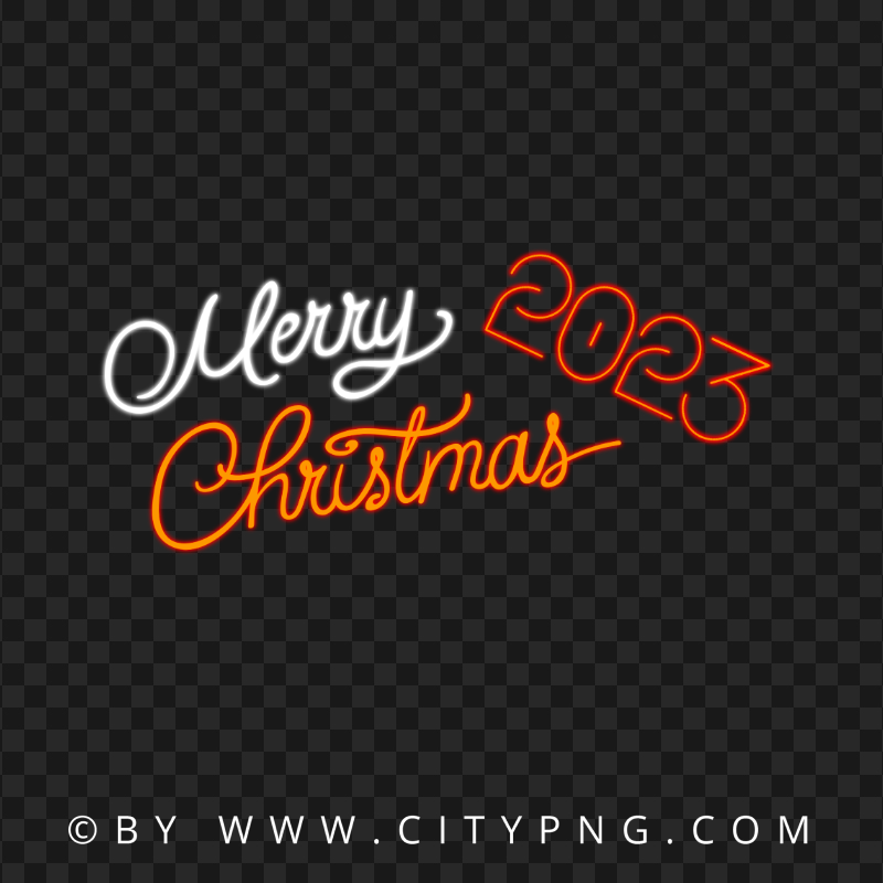 HD Neon Light Merry Christmas 2023 Sign PNG